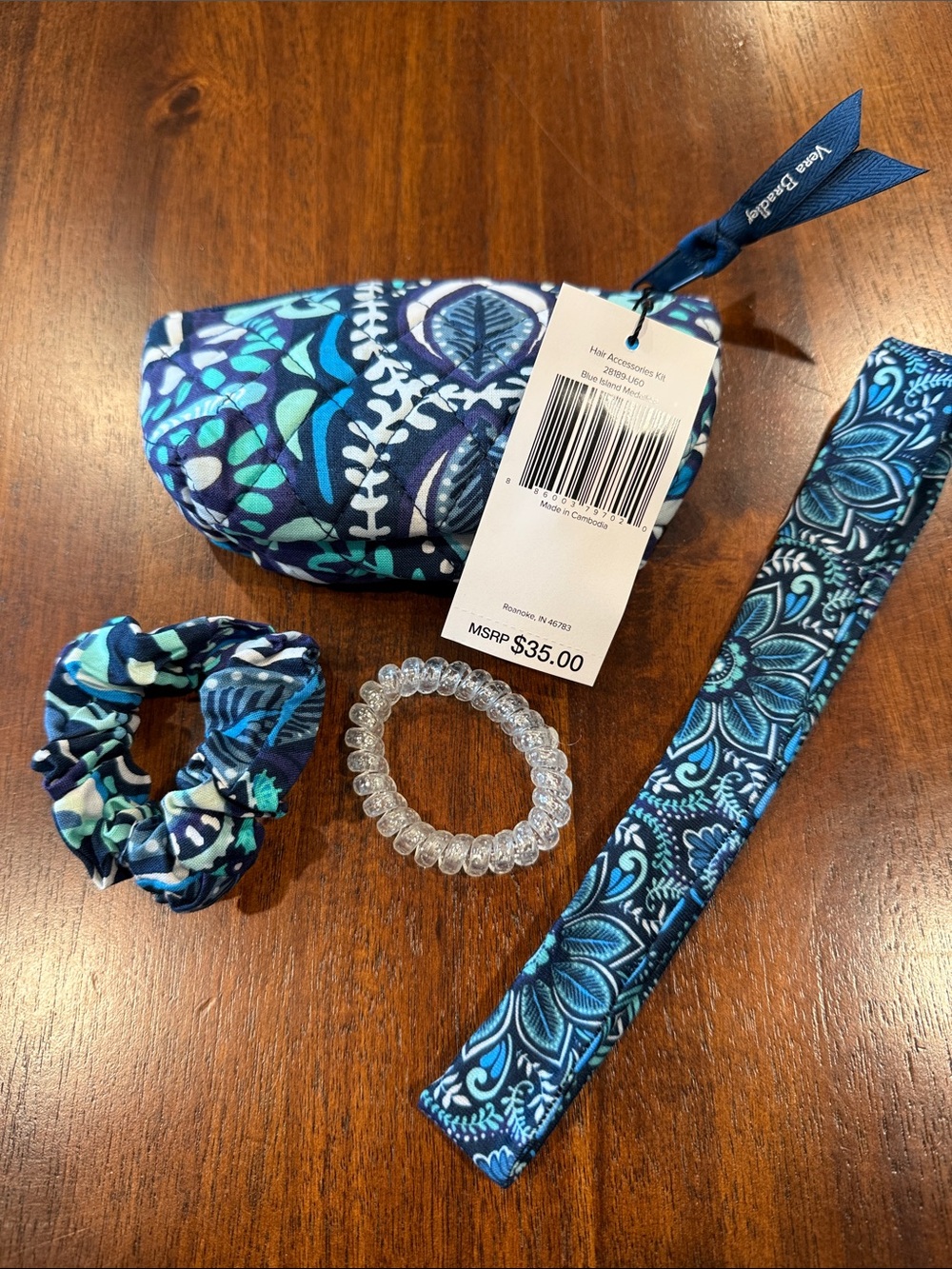 Vera Bradley Teal & Navy Paisley Hair Accessory Set